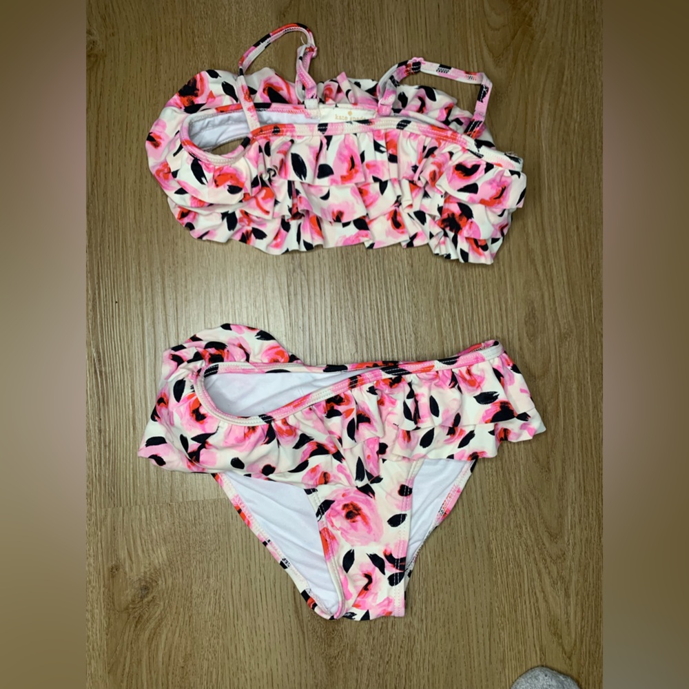 3/$25 Girls Kate Spade Swimsuit Size 7 Ruffles Floral Pink Flowers Bikini